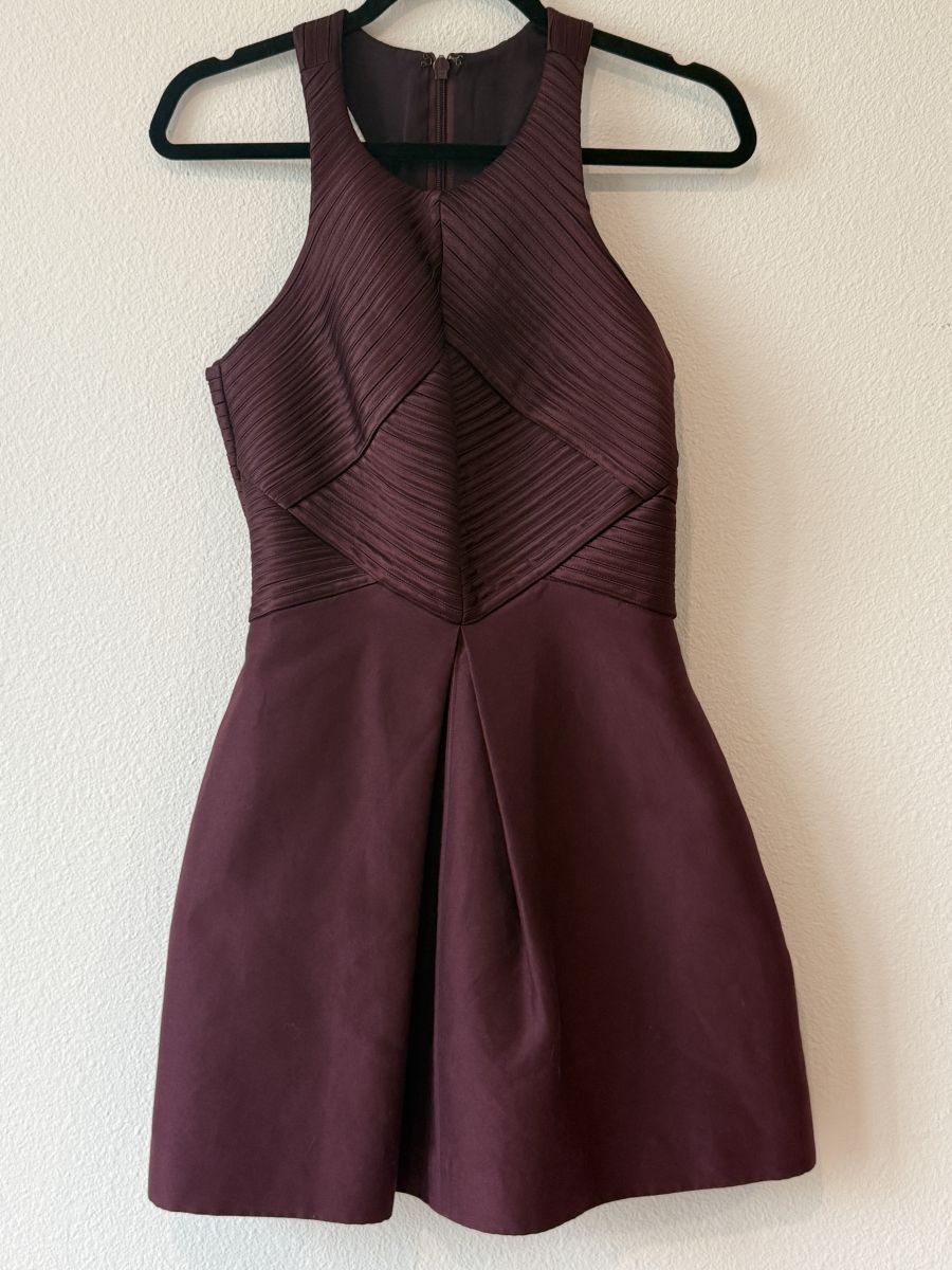Plum Structured Fit-and-Flare Dress