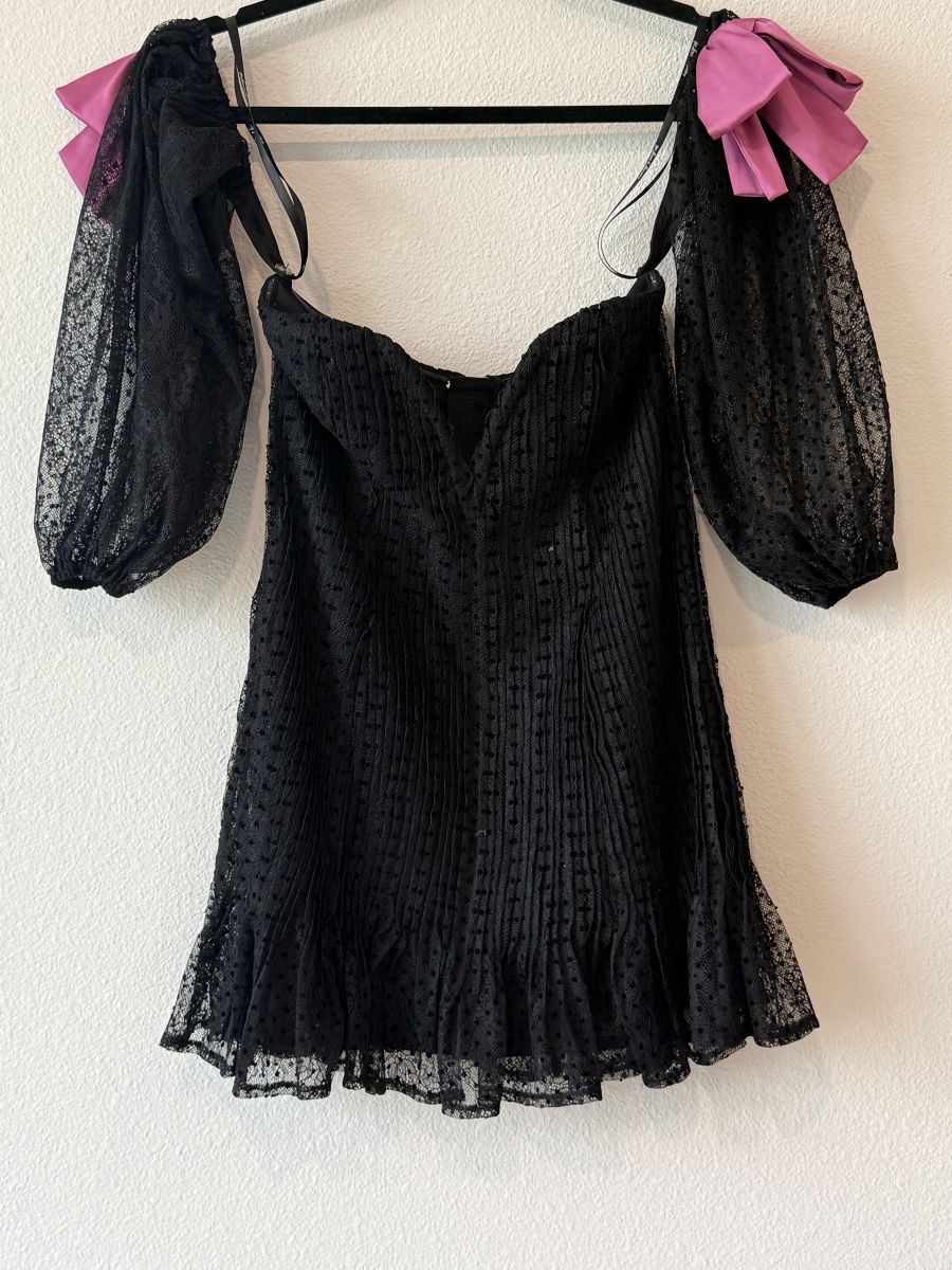 Charcoal black Lace Off-Shoulder Mini Dress
