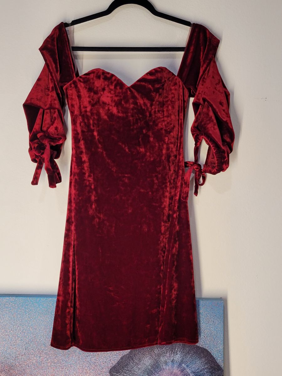Red Velvet Off-Shoulder Dress