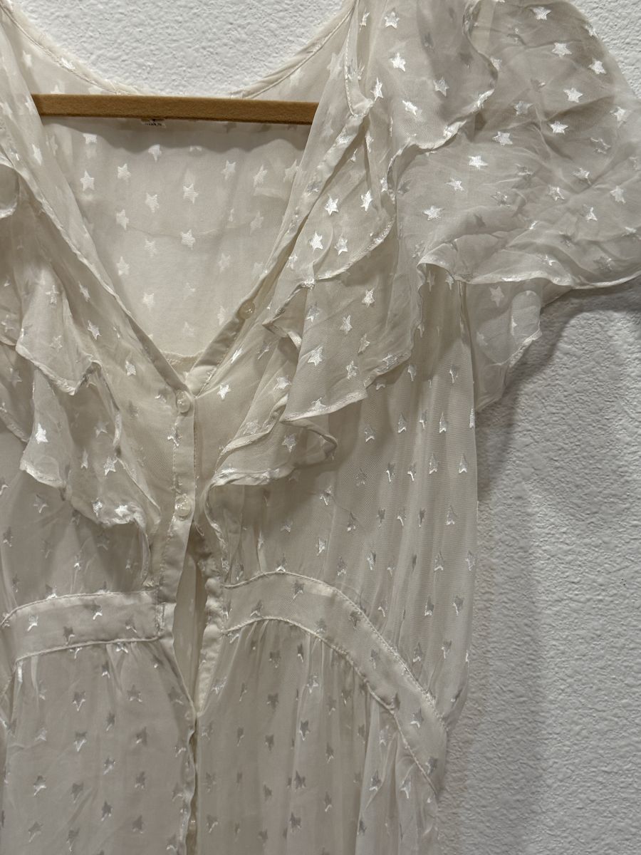 For Love & Lemons White Swiss Dot Ruffle Maxi Dress