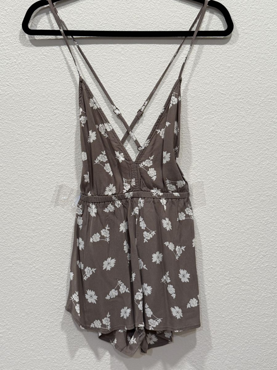 Flynn Skye Taupe Floral Strappy Romper 