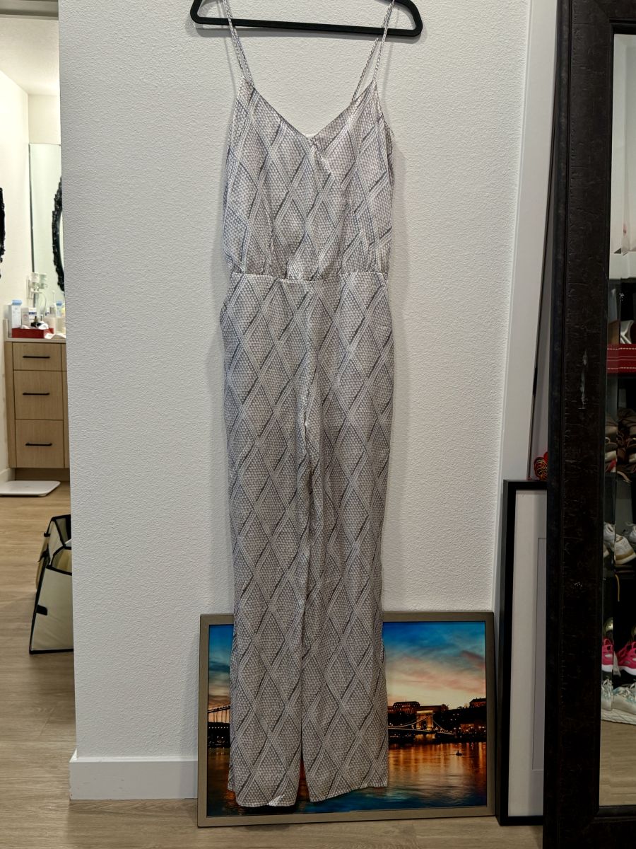 AS by DF Size 4 Cream Silk Wide-Leg Jumpsuit – Brand New