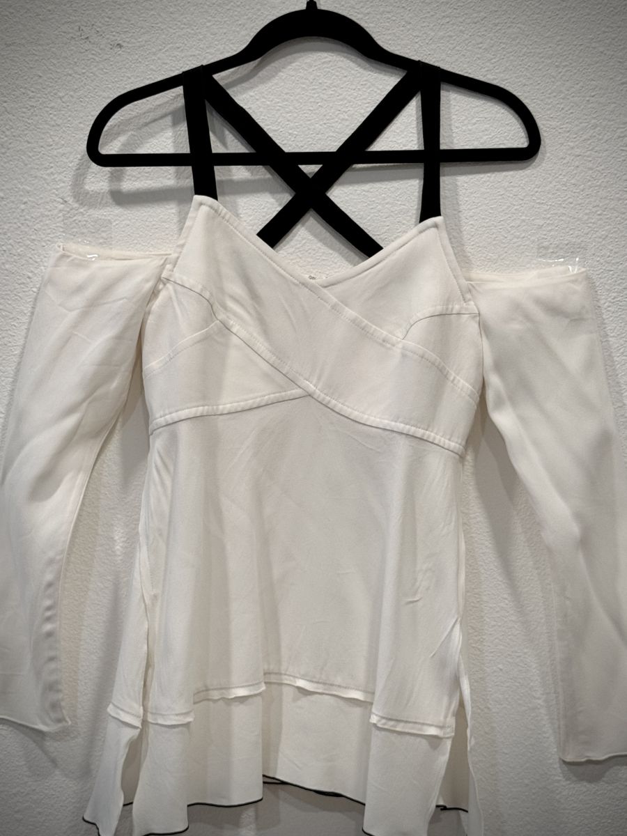 Proenza Schouler White Cold-Shoulder Blouse Size 2 White