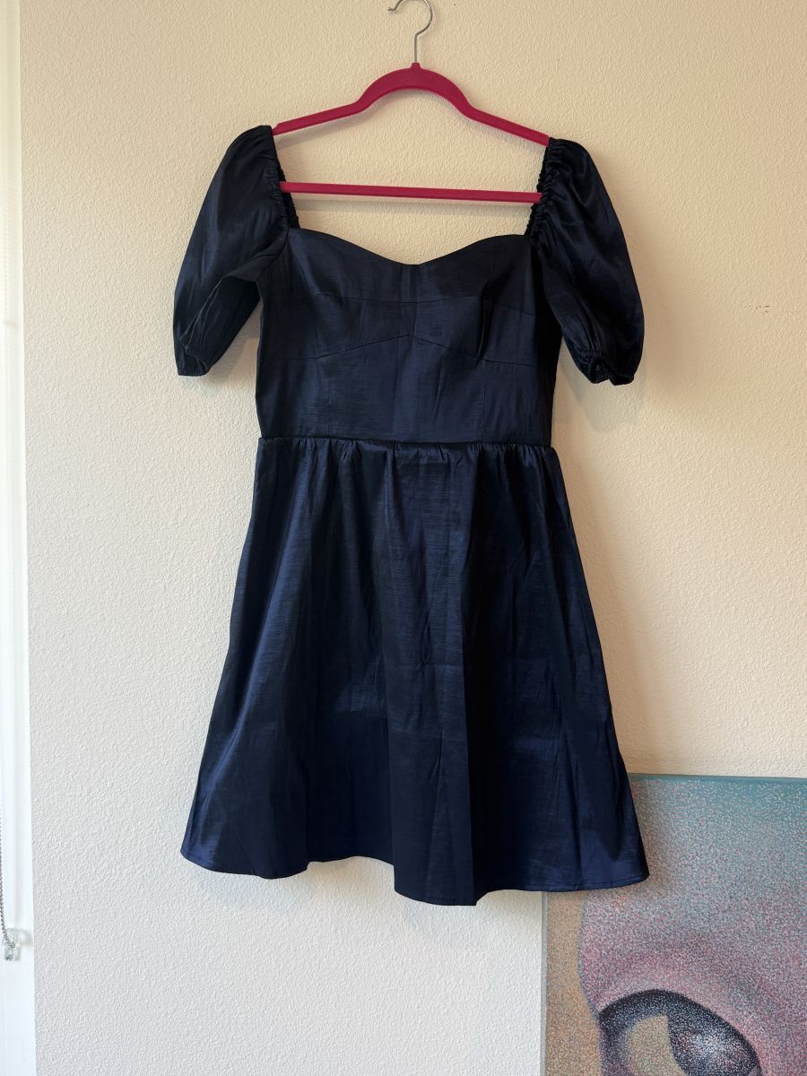 Ali Golden Black Puff Sleeve Mini Dress (M)