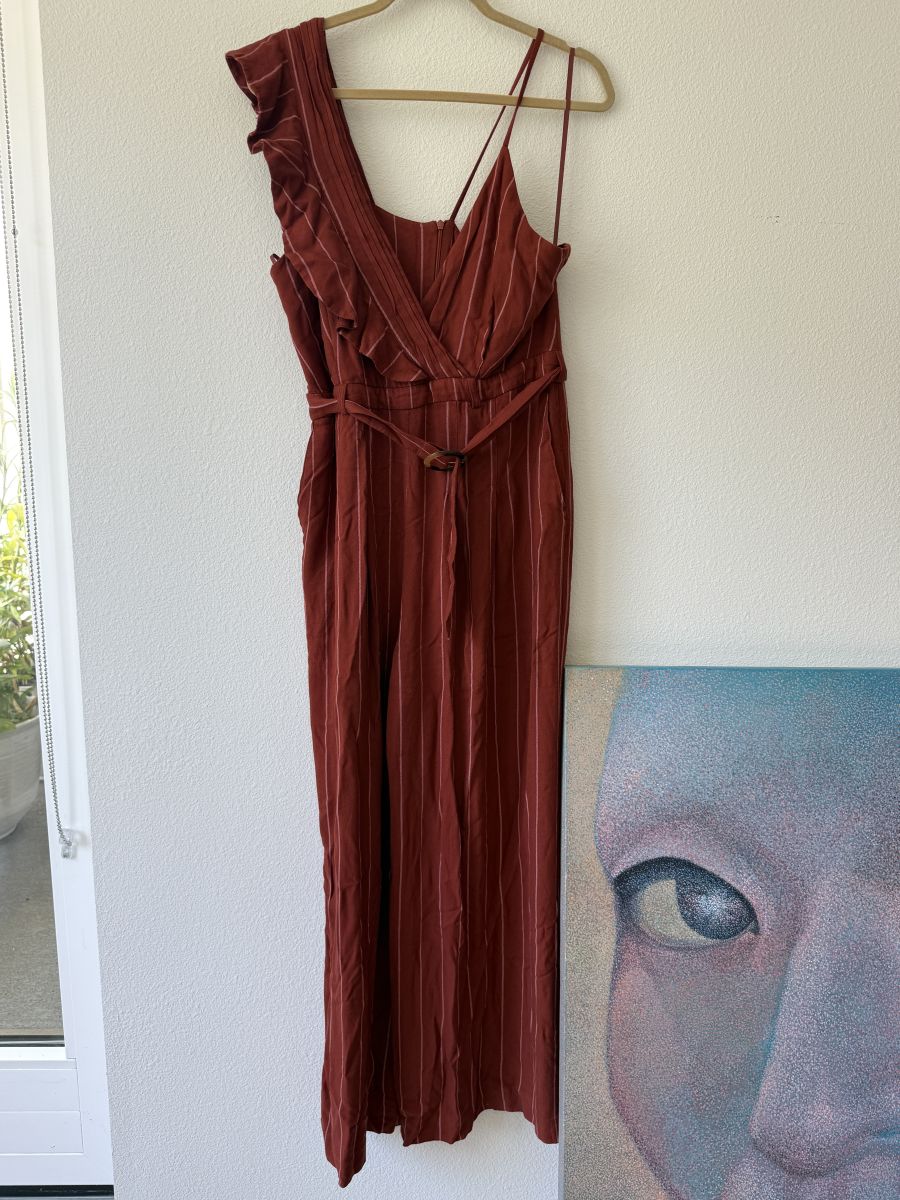 Three Floor Rust One-Shoulder Midi Dress (Size 12 / XL)