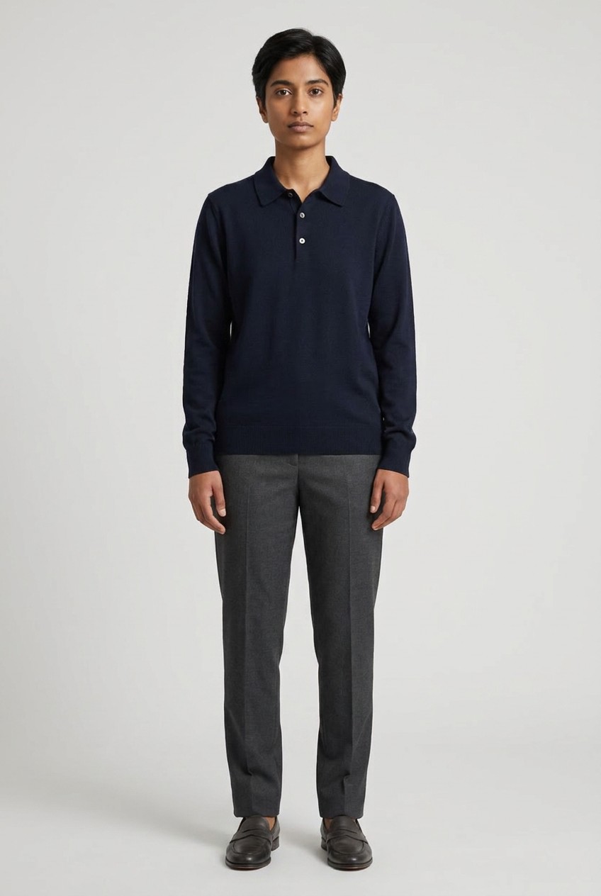 Men's Merino Wool Polo Sweater