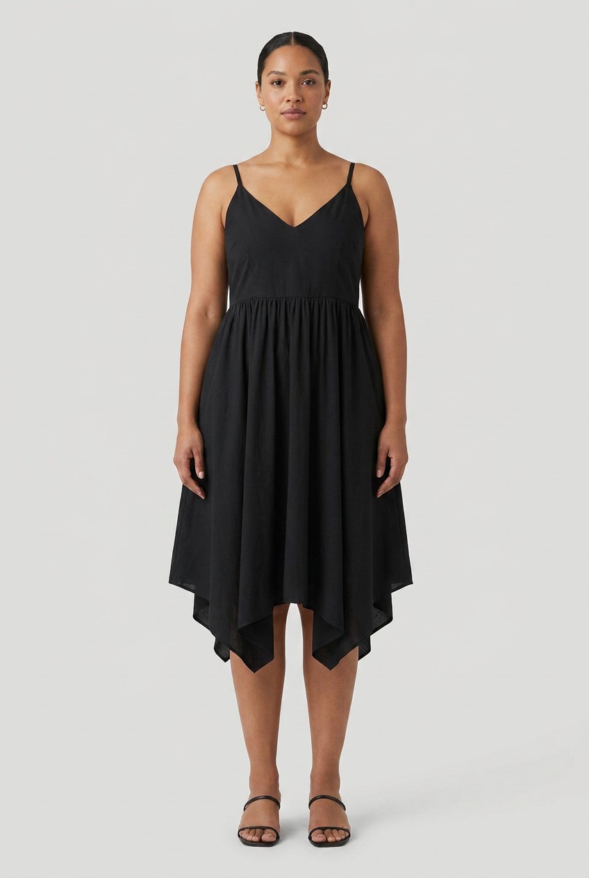Black Dress with Flared Skirt