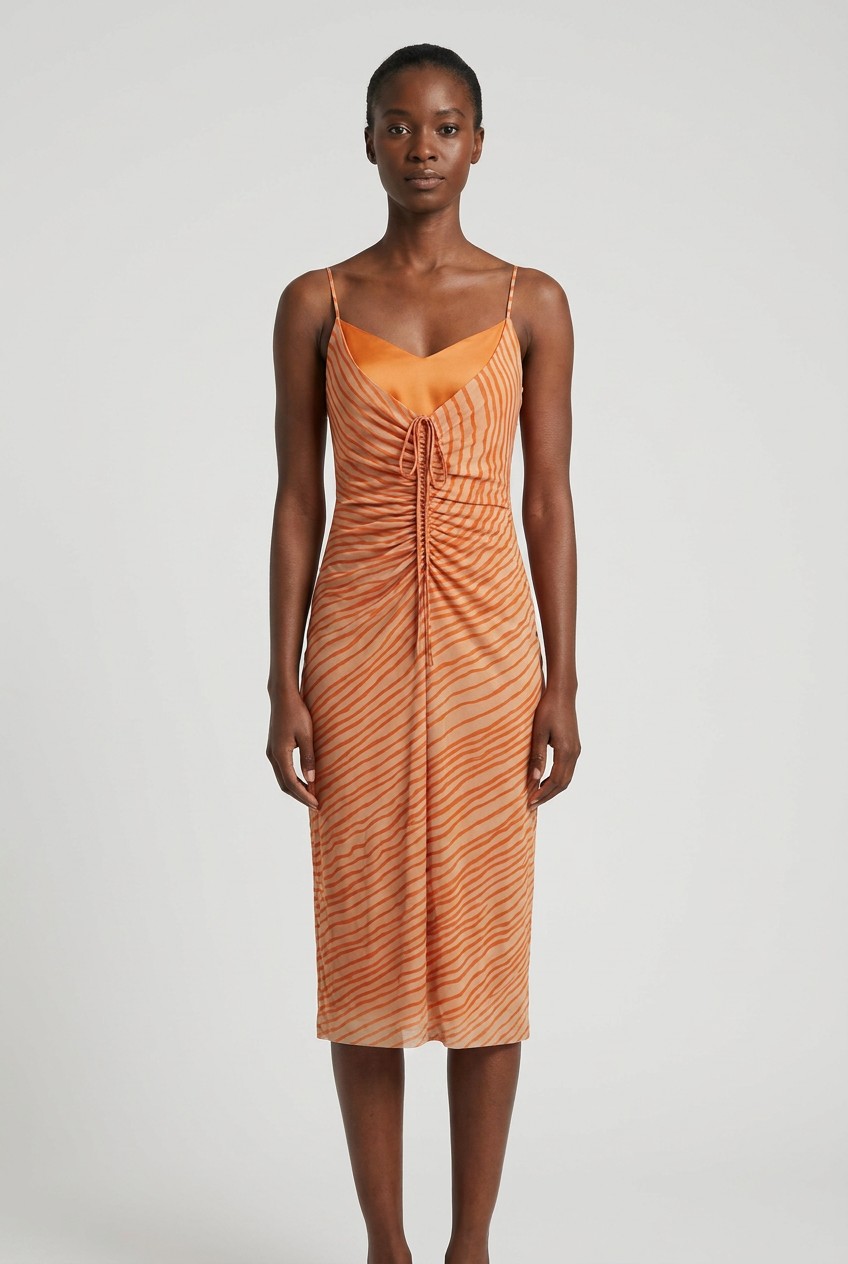 ZARA Striped Midi Dress