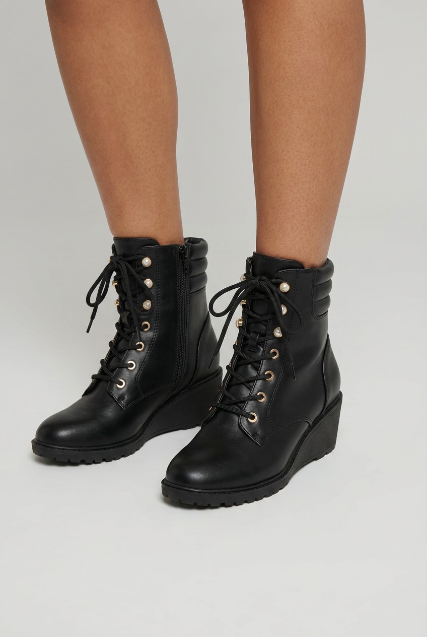 Nordstrom Black Ankle Boots with Lace-Up Detail