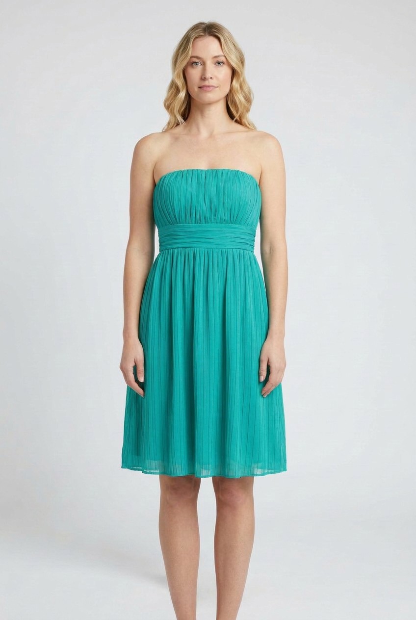 Strapless Teal Green Chiffon Dress